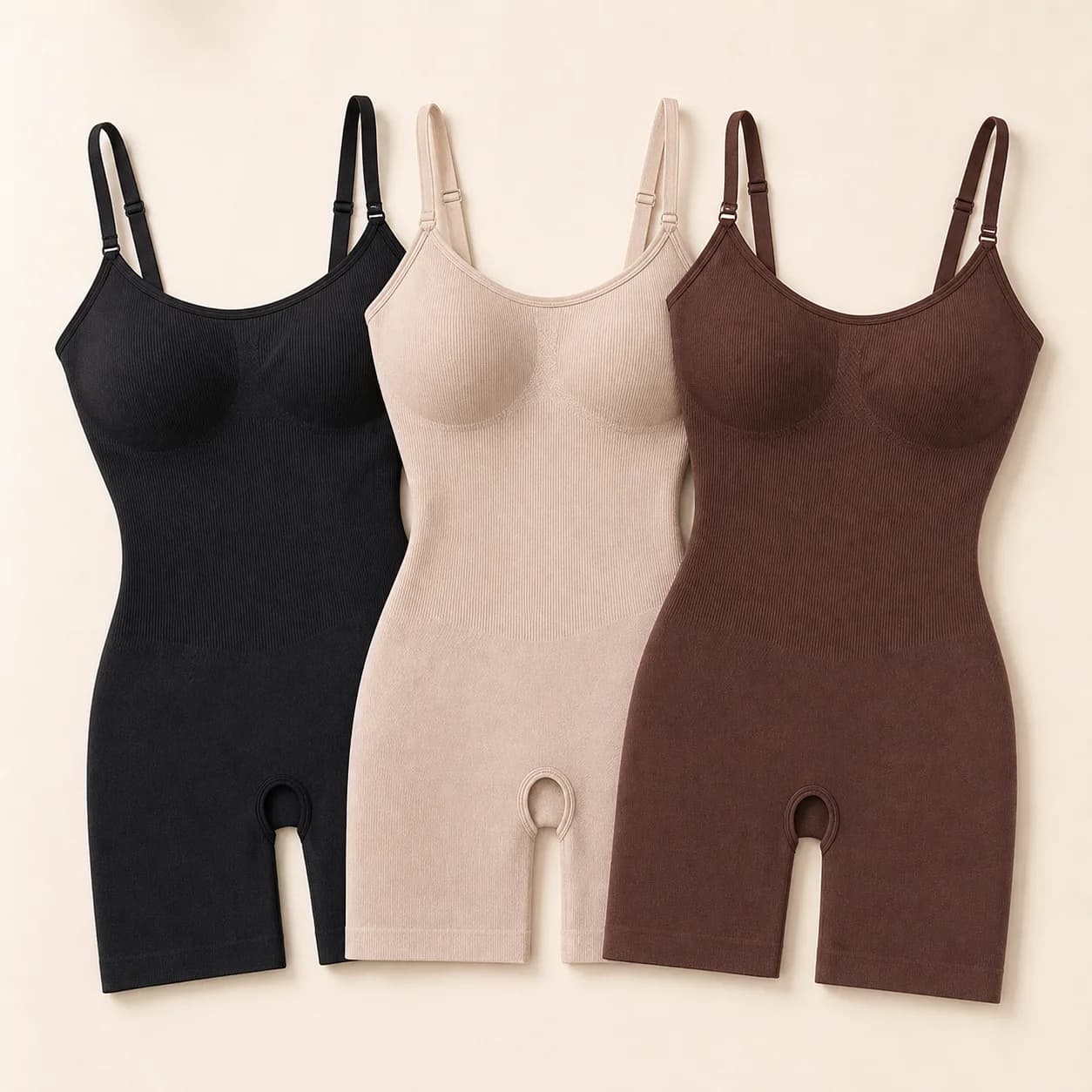 The shaper in Black, Skin and Brown laid flat